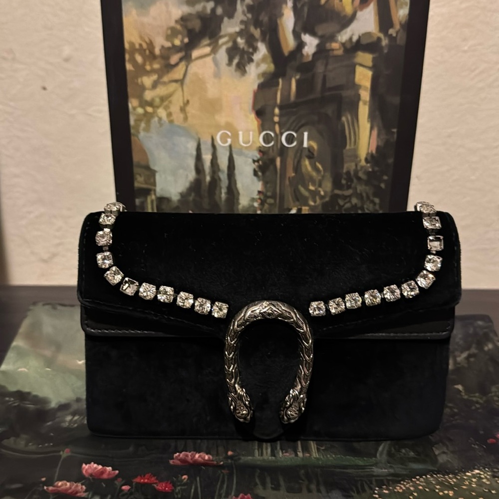 Gucci Velvet Super mini Dionysus with Crystals